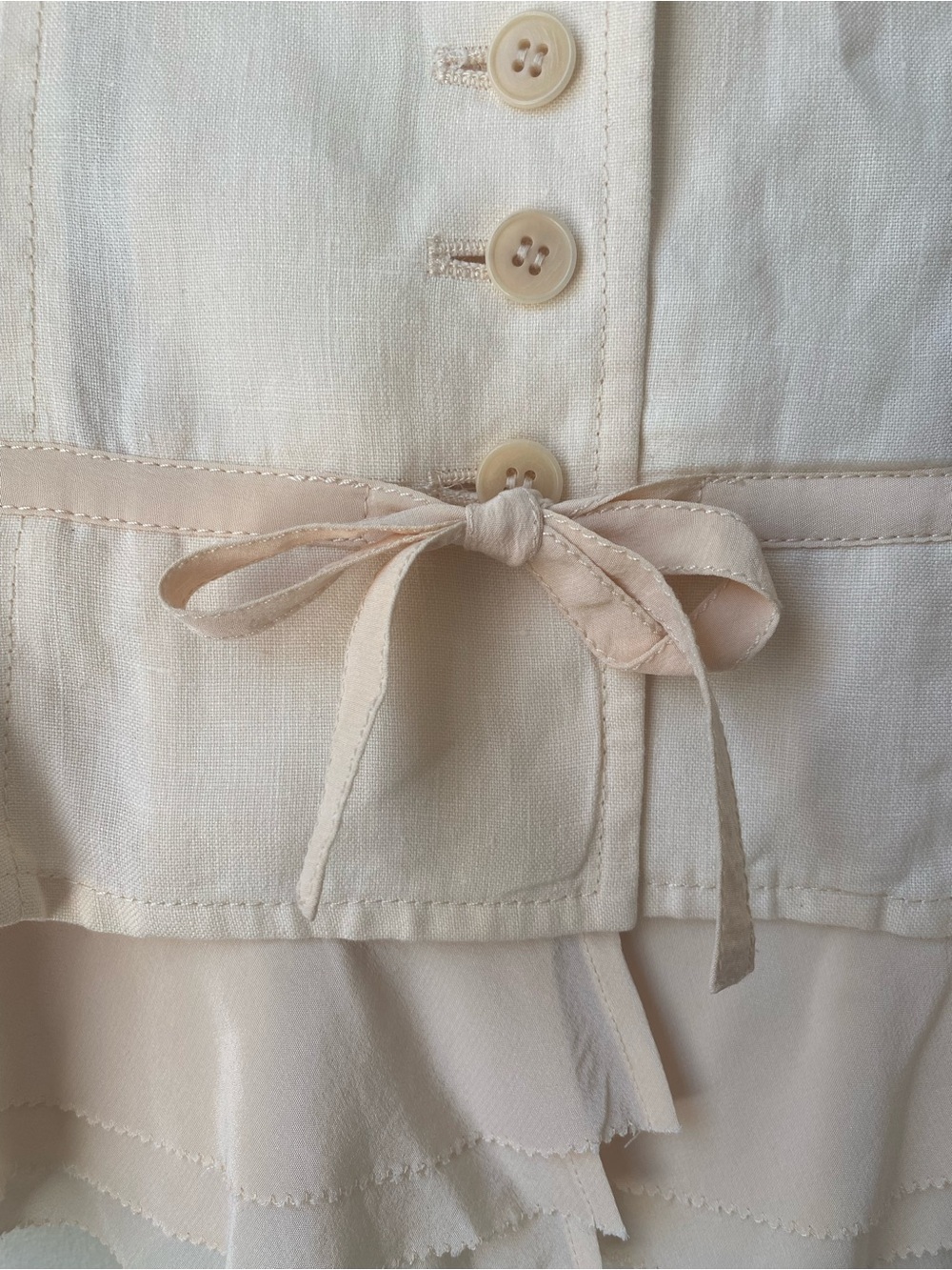 Cream Ruffle Hem Button-Up Jacket - Picture 4 of 7